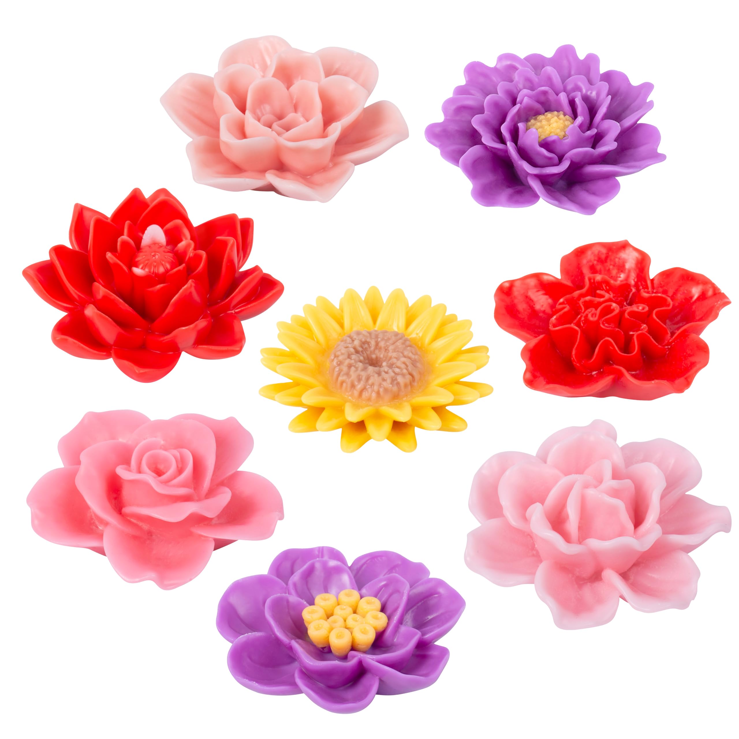 8 Pack 3D Flower Candle Molds - Peony, Clay & Jewelry Resin Casting Molds - Candle Making Craft Supplies