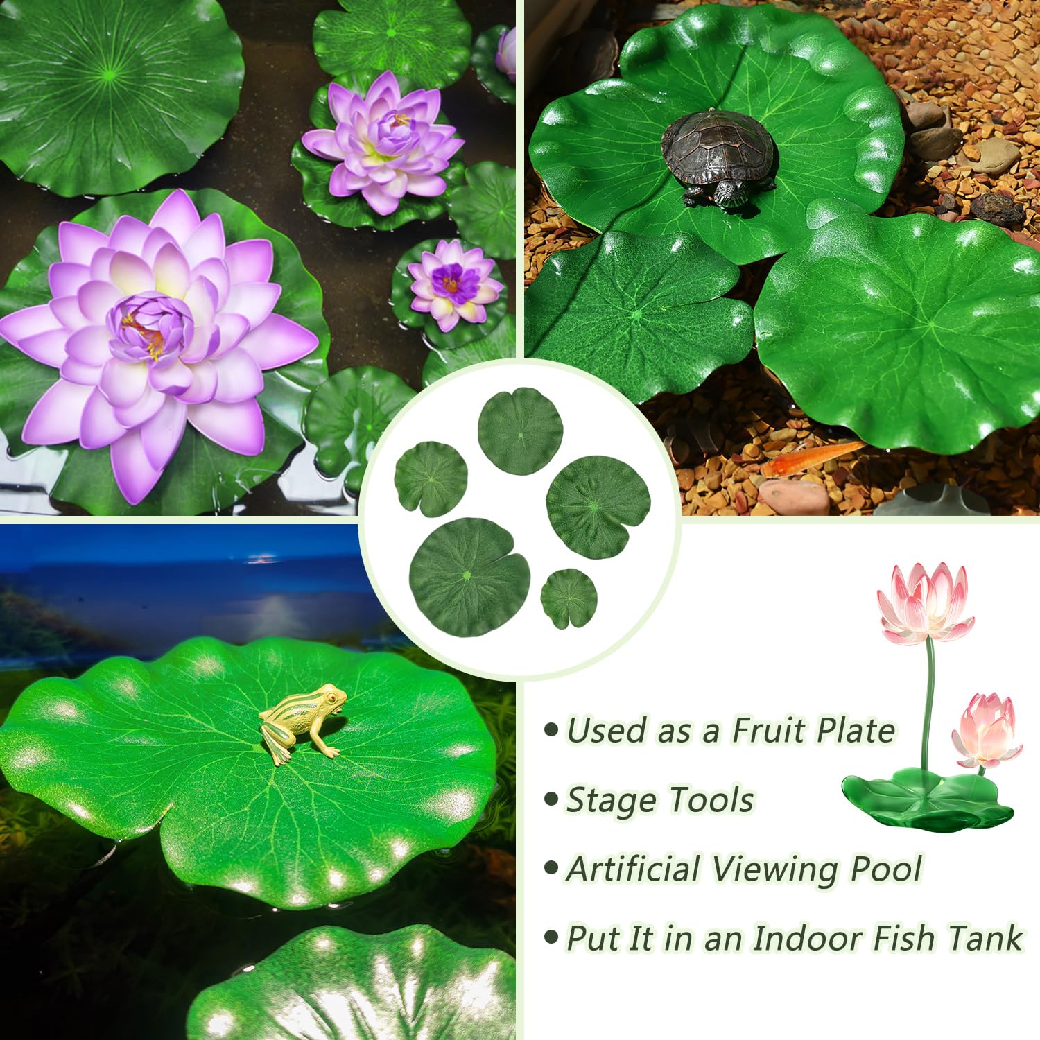 SYEYCW 10 Stck Knstliche Teichpflanzen, Schwimmende Seerosenbltter  Kunststoff Teich Ornamente, 5 Gren Realistische Seerosenbltter, fr Haus  Garten Teiche Pool Aquarium Landschaft Dekoration : Amazon.de: Garten