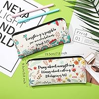 Vista 2 de Outus 4 Piezas Estuche de Lápices Inspiracional con Versículos Bíblicos Estuche de Lápices Cristiano Bolsas de Maquillaje con Escrituras Bolsas