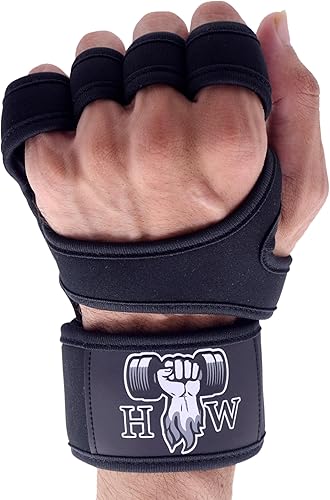 Miniatura 2 de HW Guantes de levantamiento de pesas muñequeras integradas para un apoyo inmejorable en gimnasio, crossfit y entrenamientos de fuerza (hombres y