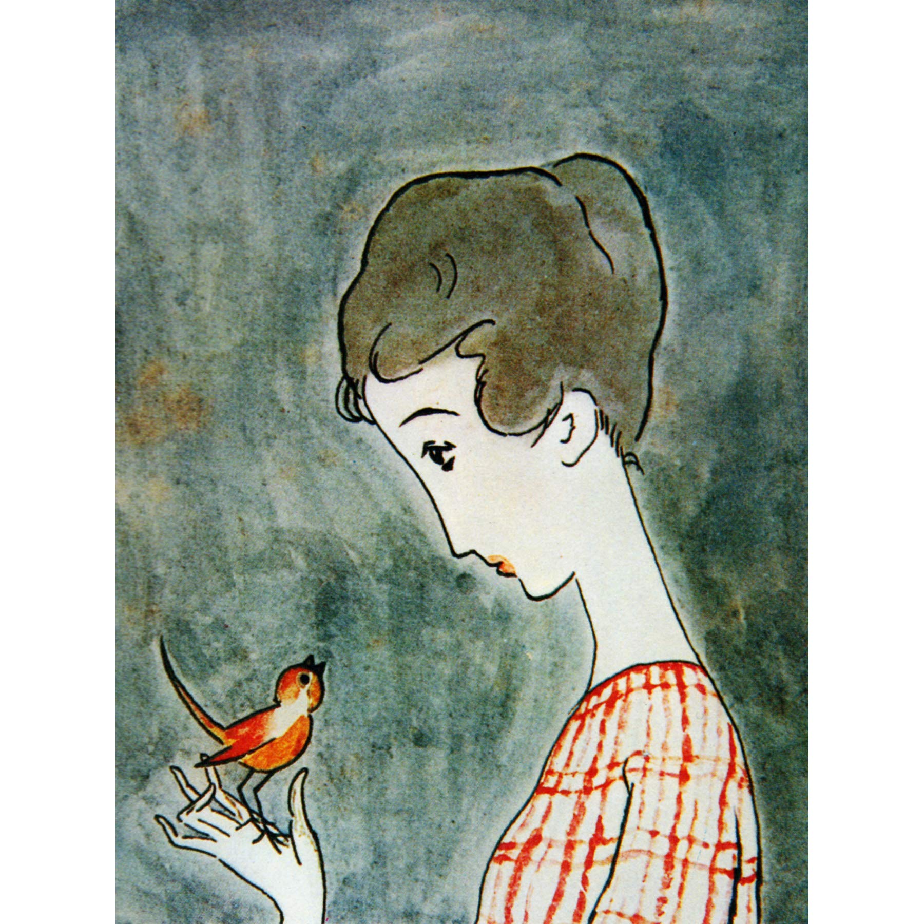 Artery8 Takehisa Red Bird Japanese Painting Large Wall Art Poster Print Thick Paper 18X24 Inch