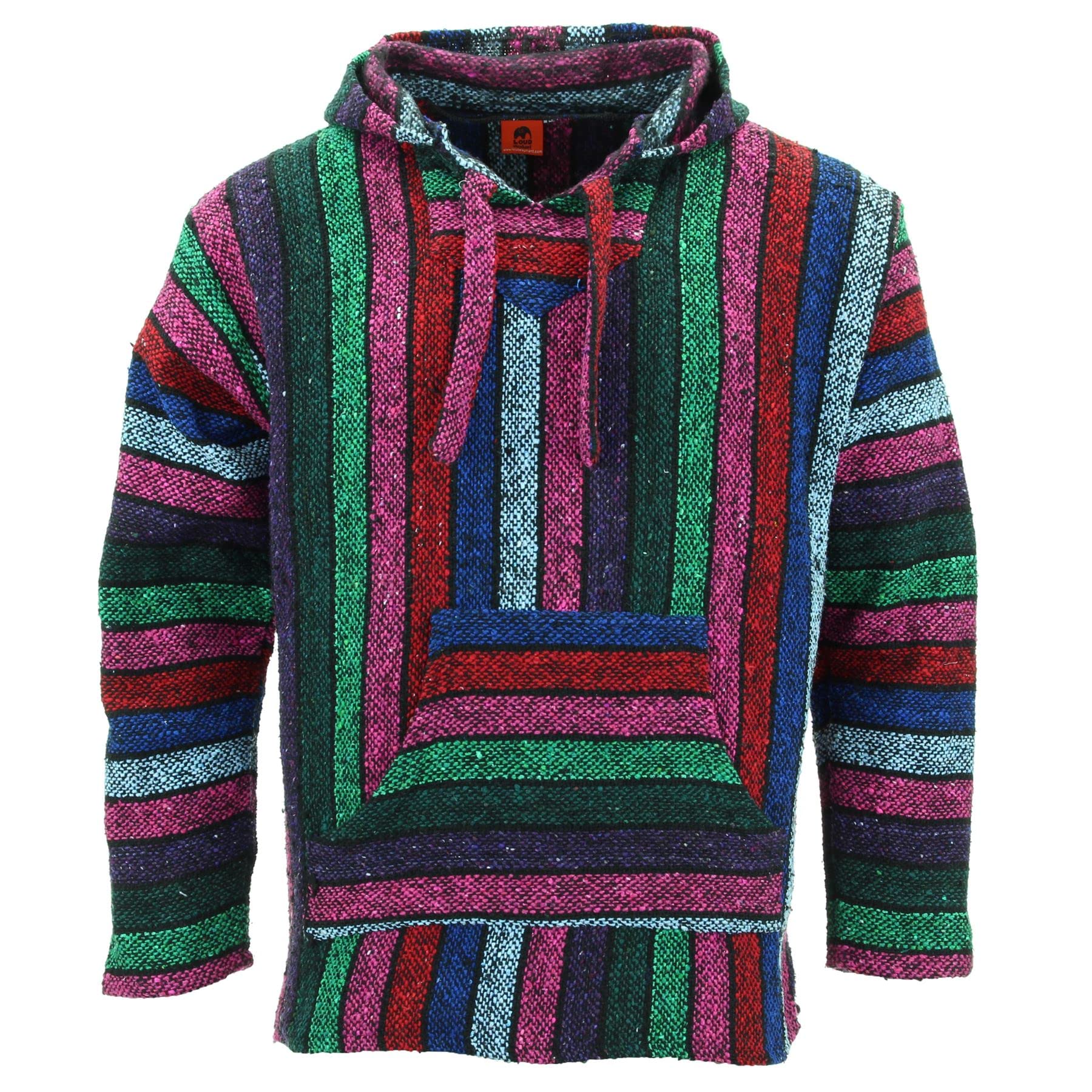 LOUDelephant Recycled Mexican Baja Jerga Hoody - Multi Stripe (Medium)