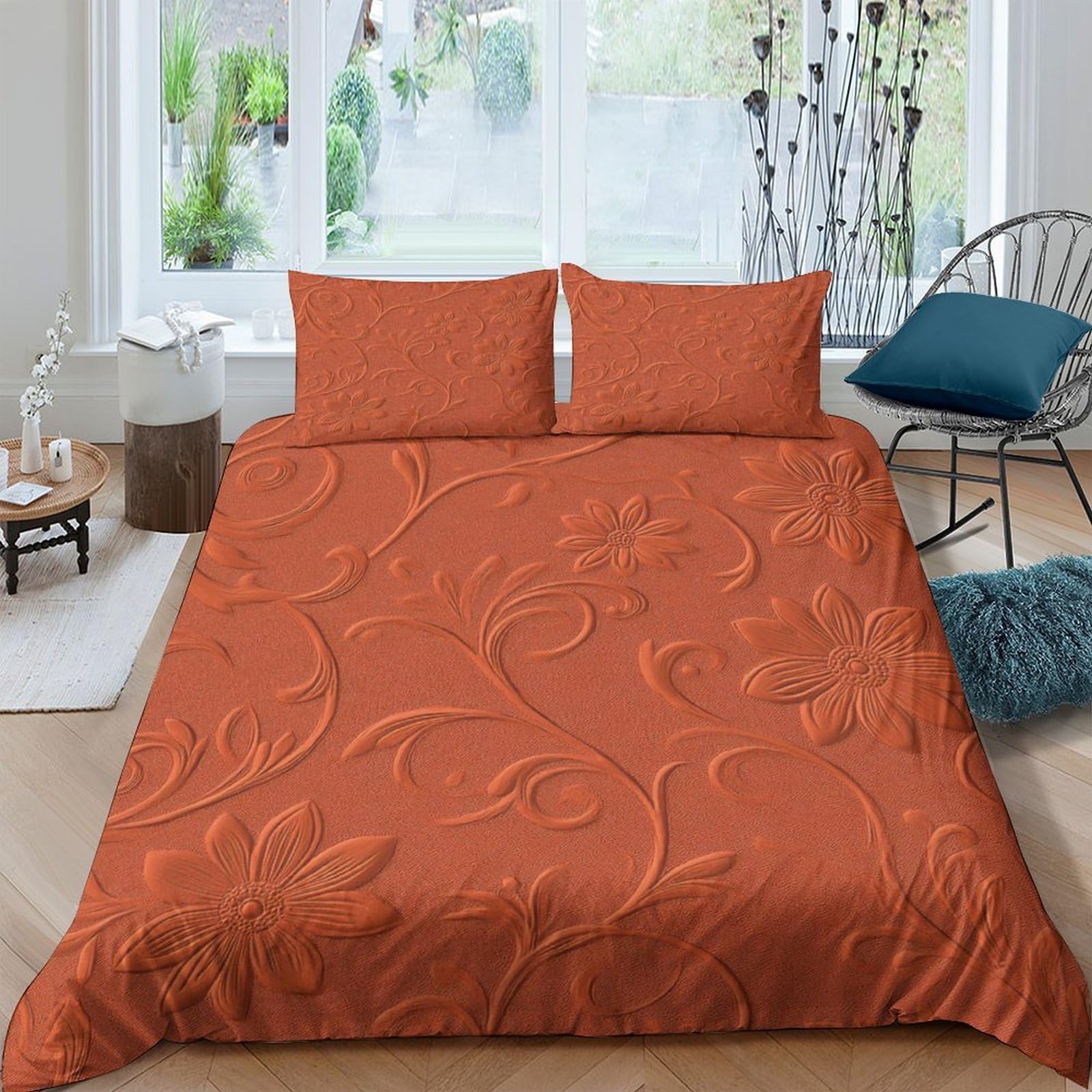 P5V6M1Q9 3D Printed Leaf Pattern Duvet Cover Microfiber Soft Breathable Abstract Bedding Set with 2 Pillowcases for Bedroom Decor Single（135x200cm）