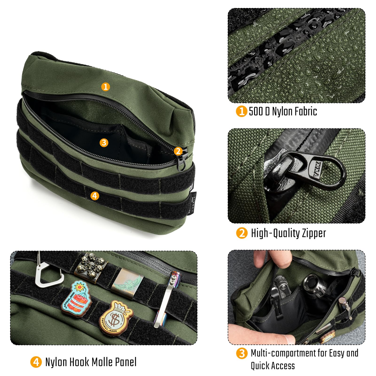 TACTICAL_GEEK Cache L2 EDC Sling Bag, 500D Cordura Nylon Crossbody Bag Organizer, YKK Zipper EDC Molle Bag, Tactical Backpack - Image 4