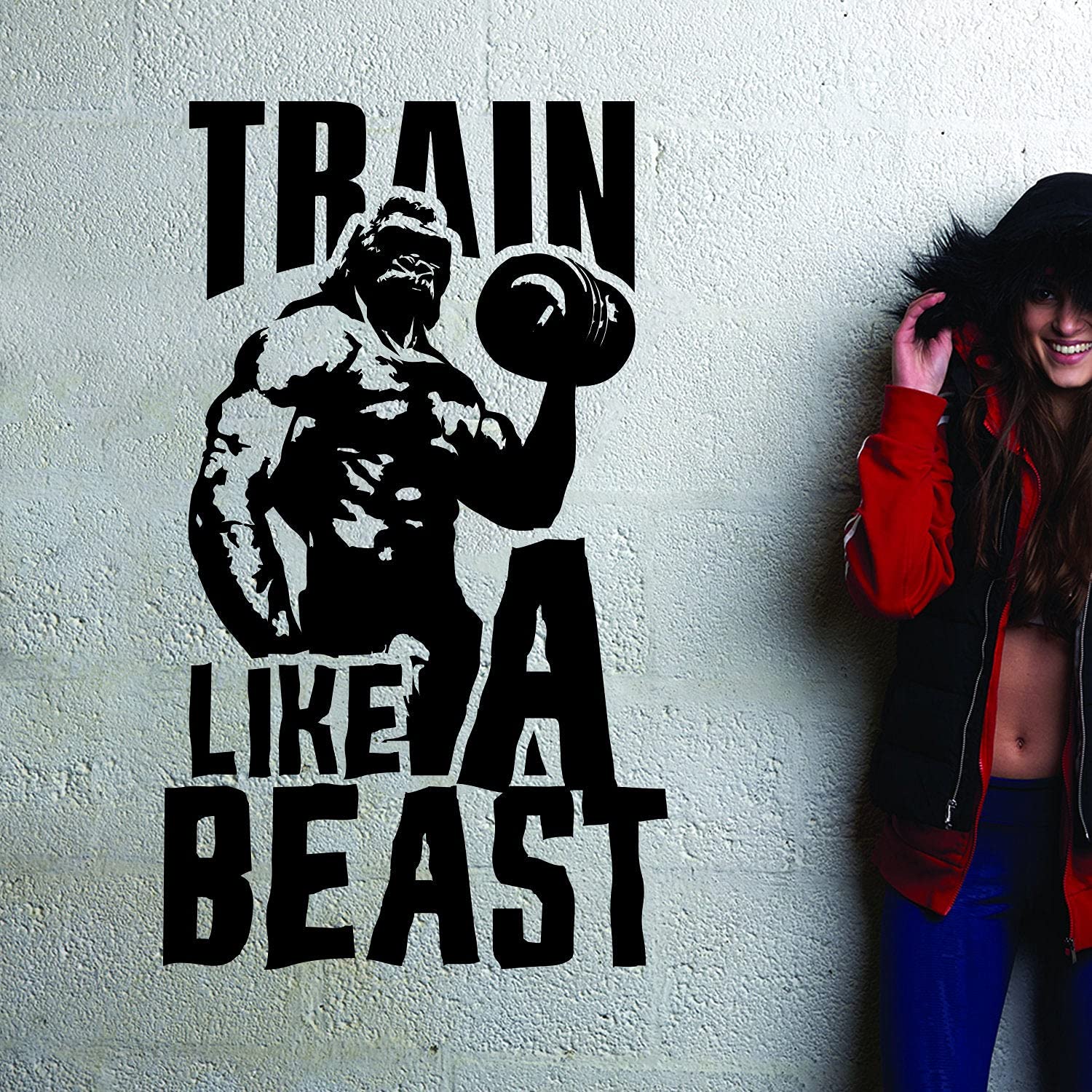 Calcomanía de vinilo para decoración de pared de gimnasio de fitness – Pegatinas inspiradoras para deportes motivacionales citas para sala de ejercicio bestia modo calcomanías