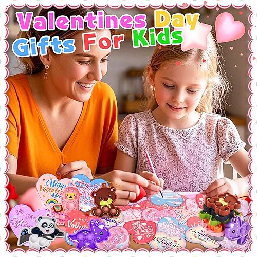 Miniatura 4 de Kiss Monkey Regalos para el día de San Valentín para niños, 24 juguetes de animales con tarjetas del día de San Valentín, regalos de intercambio de