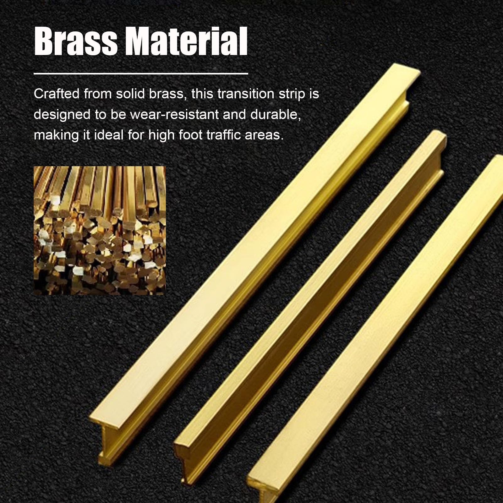 Barre de Seuil Bande de Transition de Sol Extra-étroite en Laiton, Bordure de Transition en T pour Joint de Porte, Bande de Seuil de Porte Sans Joint, pour Parquet et Carrelage(W 12mm x H 6.3mm)