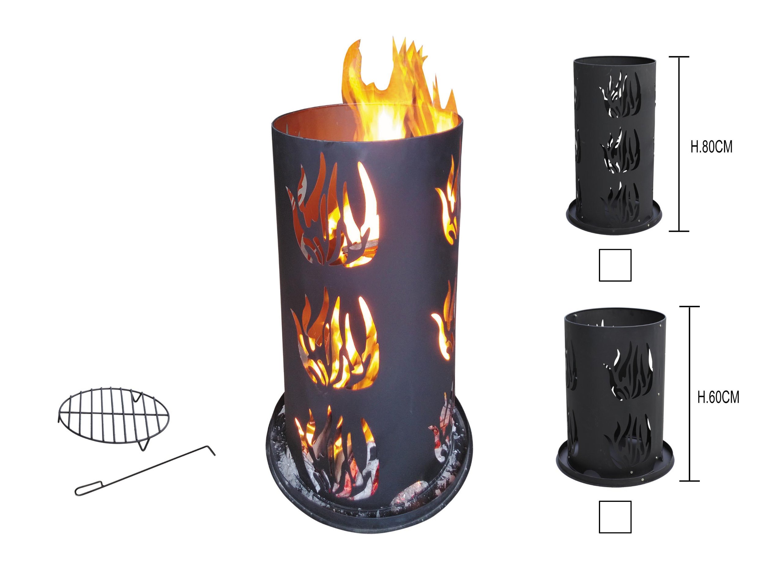 Feuersäule 80cm, schwarz, Rost