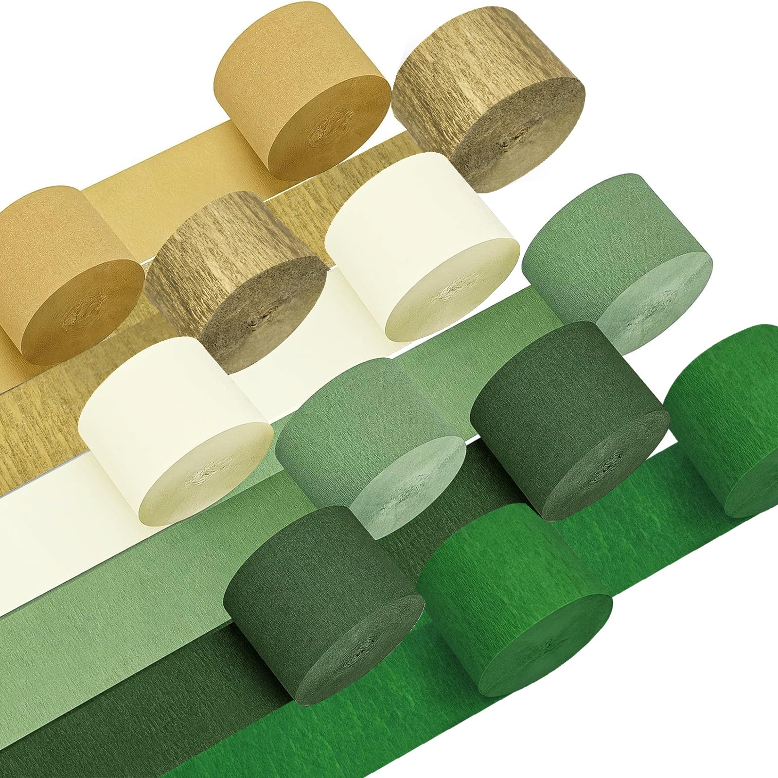 Camp Bachelorette Decorations, 12 Rolls Sage Green & Gold Crepe Paper Streamers for Green Boho Birthday Engagement Wedding Bridal/Baby Shower,