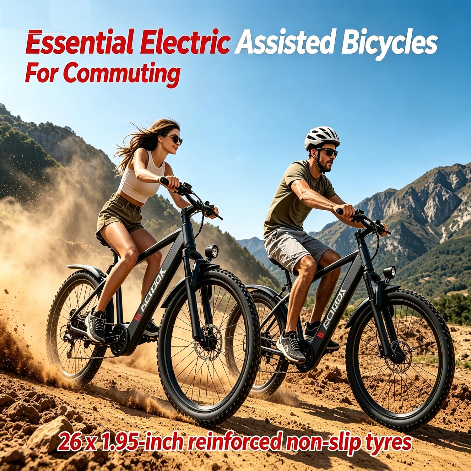 Bicicleta eléctrica para Adultos L26 Mejorada, batería de 36 V y 10,4 Ah, neumáticos de montaña Antideslizantes de 26 Pulgadas, Ideal para desplazamientos Diarios y Carretera, 7 velocidades