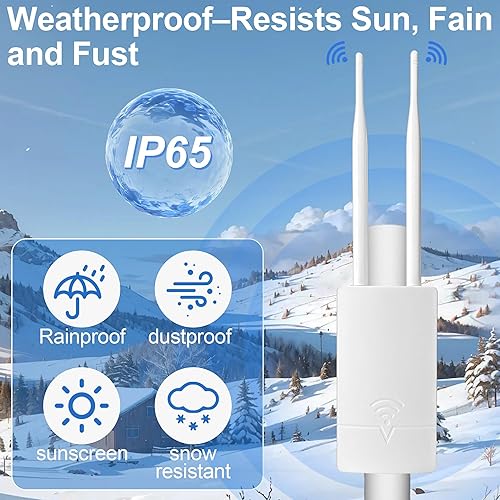 Miniatura 6 de Extensor WiFi para exteriores de largo alcance, punto de acceso inalámbrico de doble banda, refuerzo de señal de 300 Mbps para enrutador Starlink a