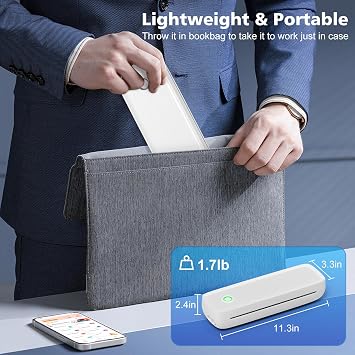 MinZhi Portable Thermal Printer,Wireless Supports 8.5 X 11US Letter&Legal,A4&A5 Paper,Bluetooth Inkless Travel Compatible with Android iOS & Laptop for Office Travel Home