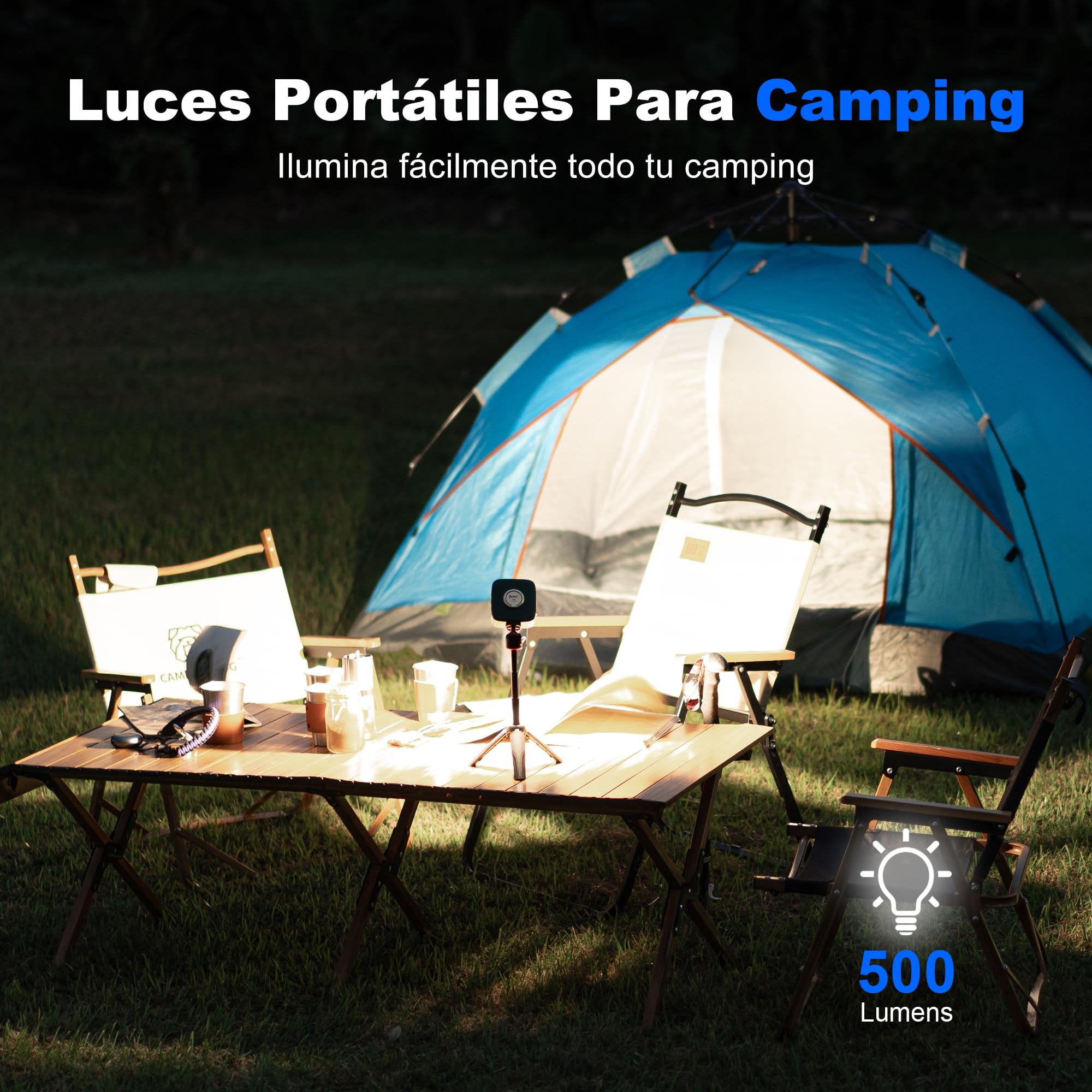 WUBEN F5 Lámpara Camping, Lámpara Camping LED Recargable, Linterna tienda Portátil, 3 modos de luz, IP64 resistente al agua, 500 lúmenes, para acampar, leer, tienda de campaña, senderismo, emergencia