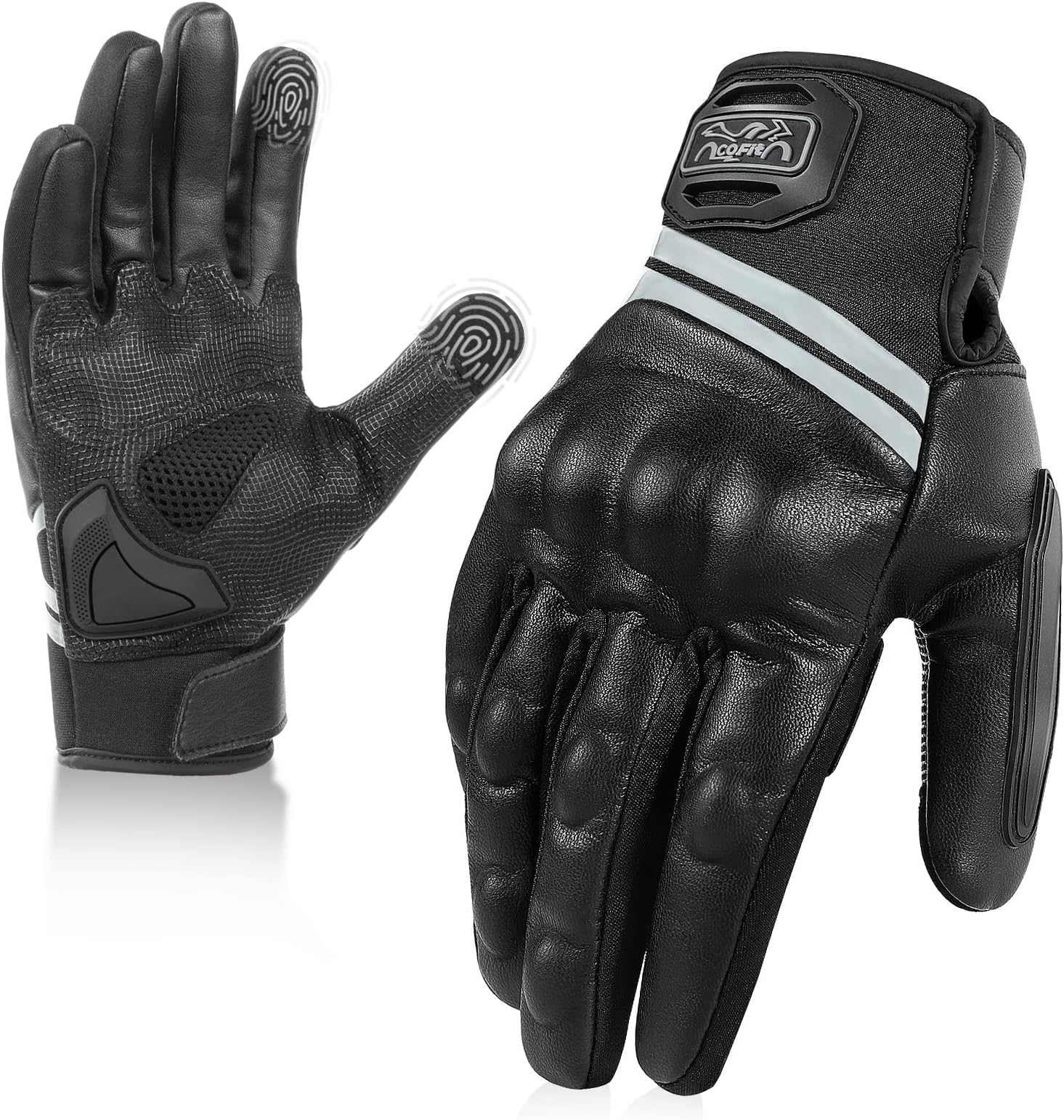 COFIT Microfiber Leather Motorcycle Gloves, Touchscreen Windproof Motorbike Gloves with Knuckles Protection Motocross Racing for Men and Women