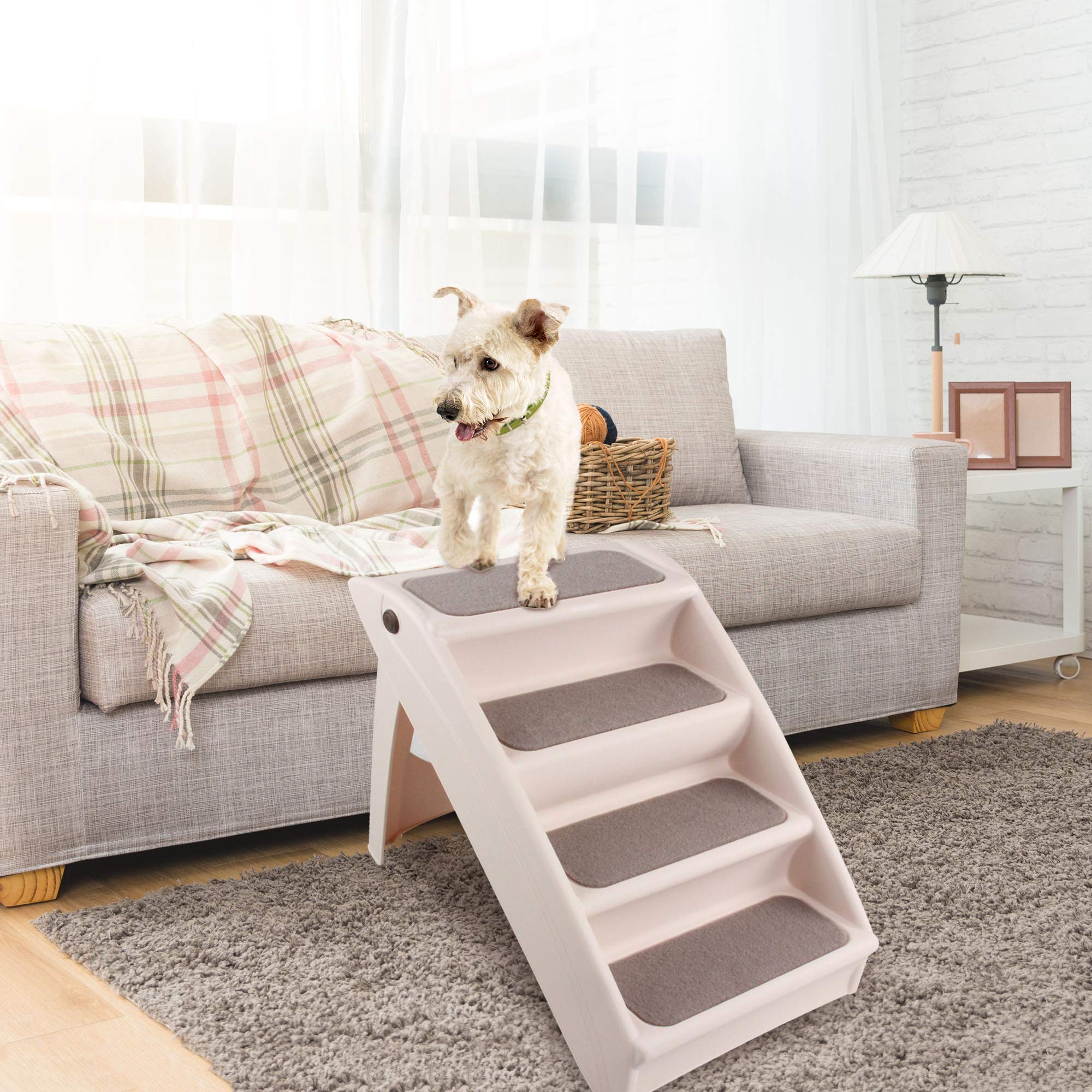 Pet Prime Foldable Dog Step Stairs Pet 4 Steps Foldable Lightweight