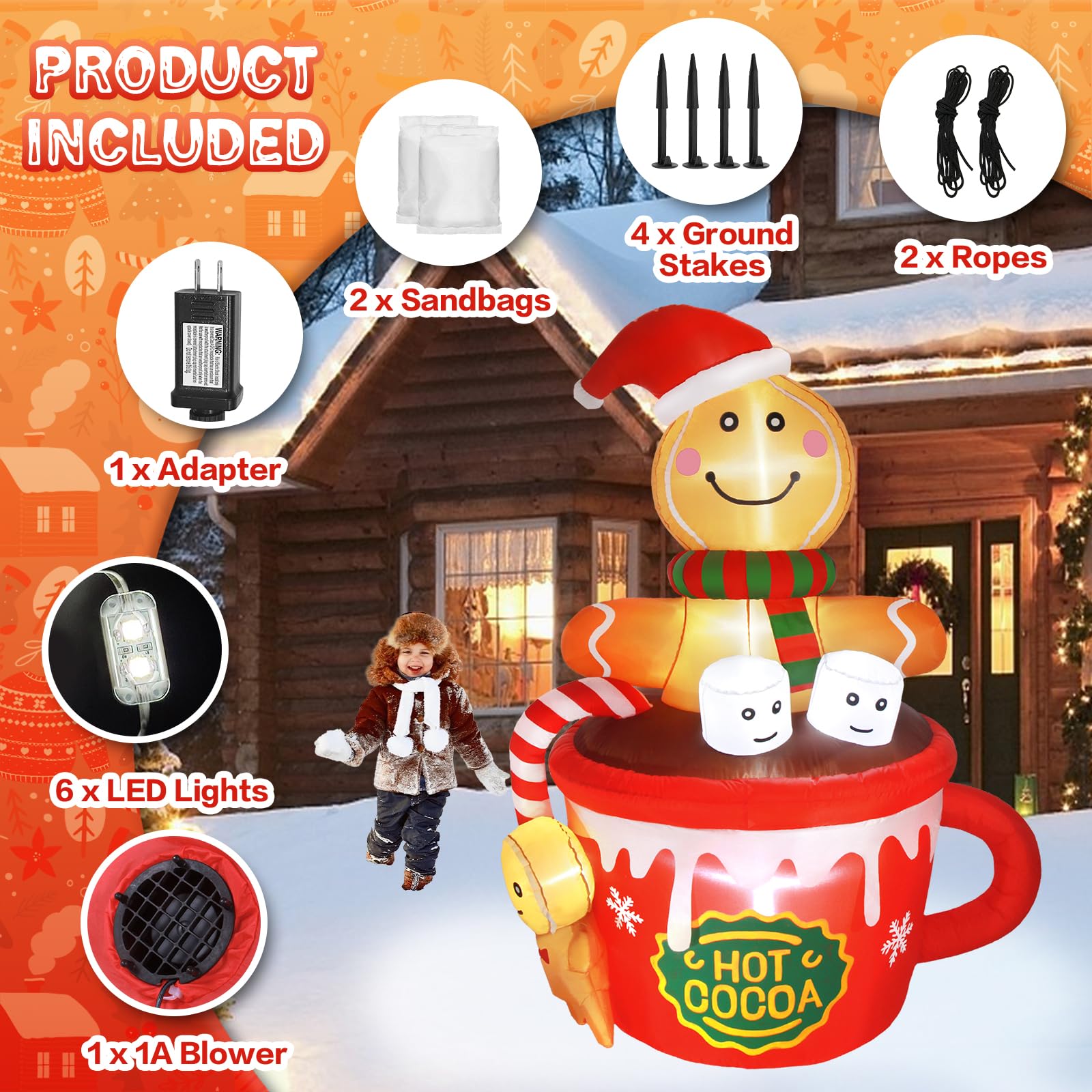 Amazon.com: Gardentime 6FT Christmas Gingerbread Man Inflatables