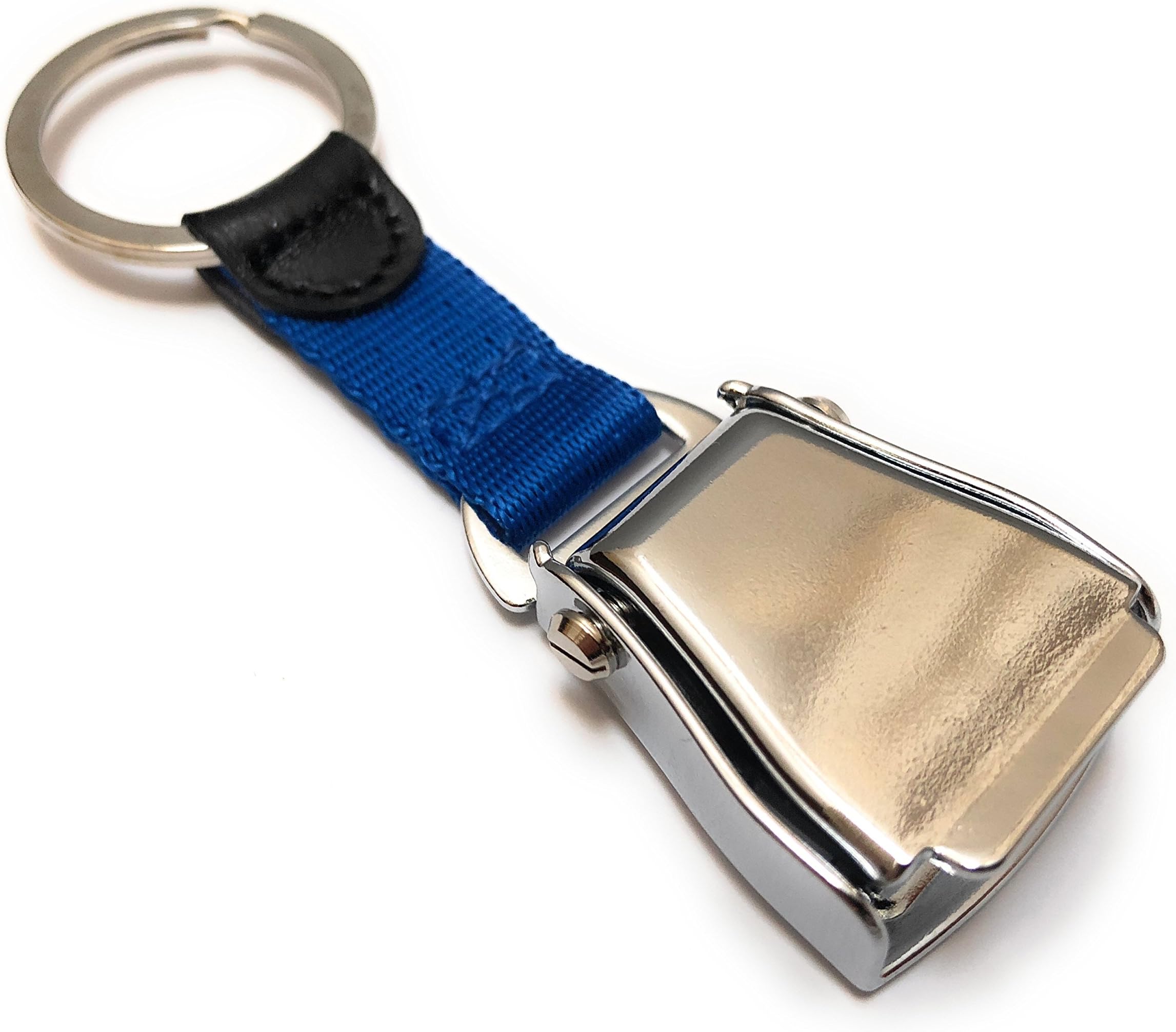 Airplane Seat Belt Keychain | Luggage Tag | Blue - Shiny Finish