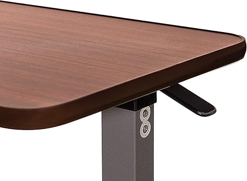 Miniatura 4 de Vaunn Mesita de noche ajustable con ruedas (uso en hospital y hogar), marrón nogal y Drive Medical 11148-1 plegable de acero para mesita de noche,