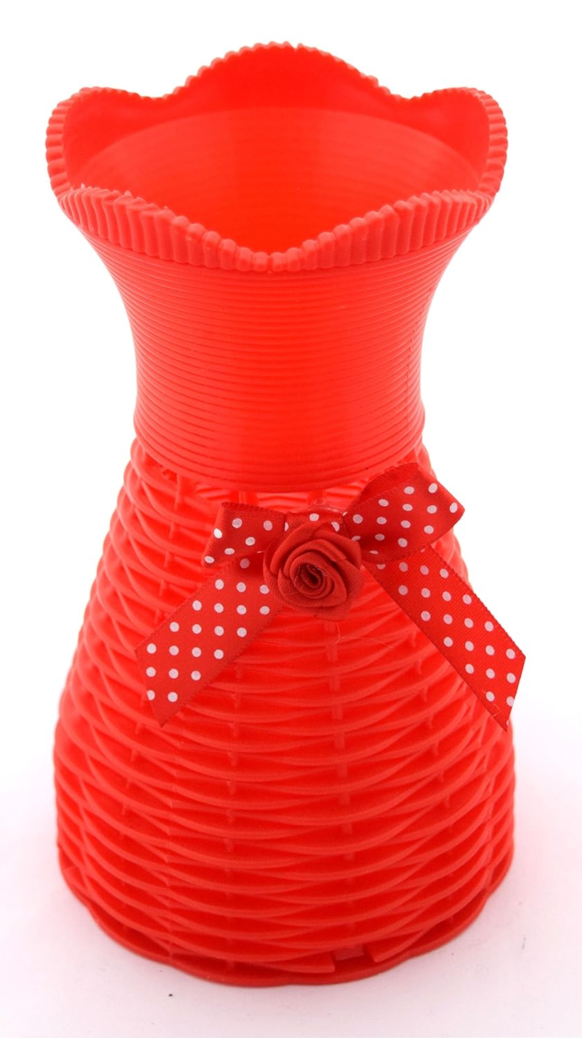 Fourwalls Plastic Flower Vase (1 cm x 1 cm x 17 cm, Red, PVR080175RED) Amazon.in