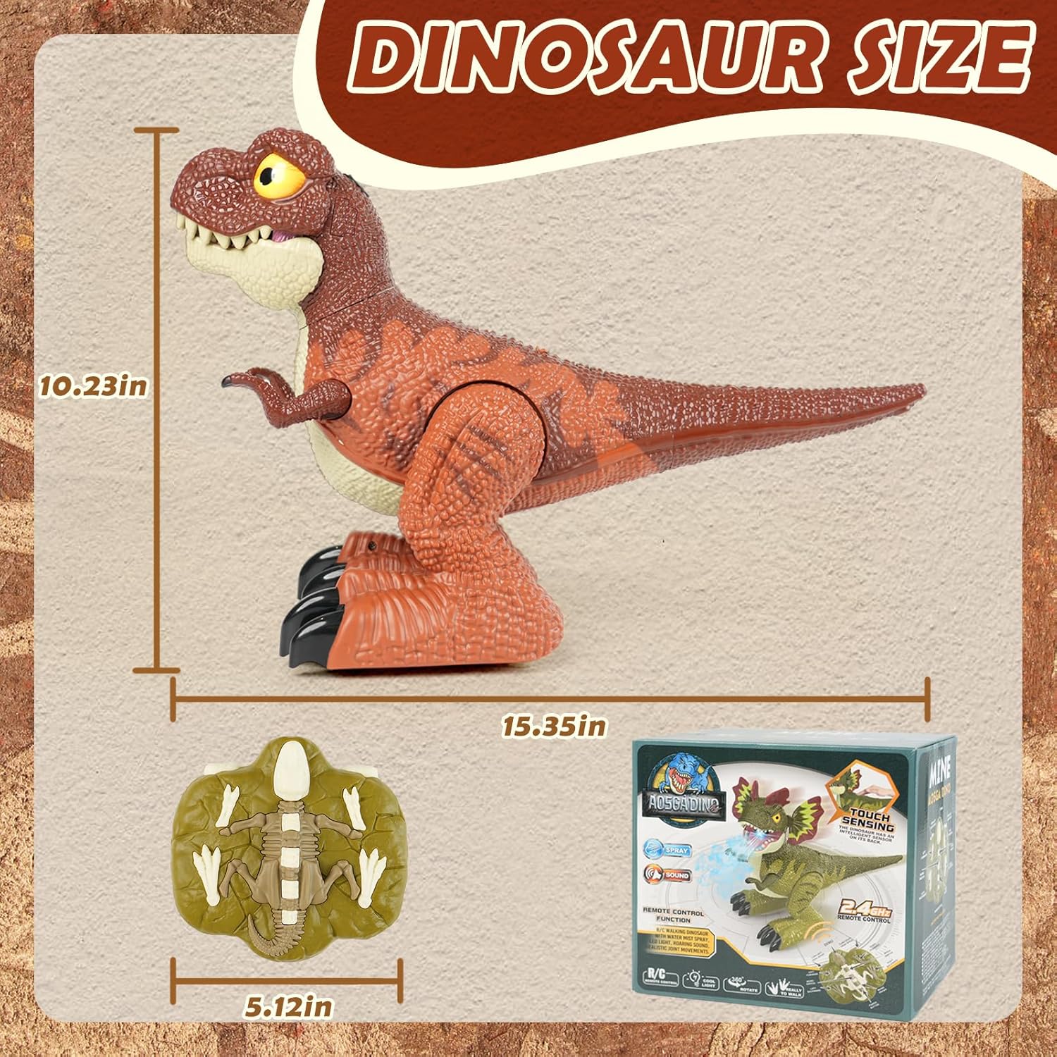 Remote Control Dinosaur Toy for Kids, Best Birthday Gift for Boys 3-5 4-7 8-12 Years Old, Realistic RC Walking Dinosaur with Light, Sound, Spray and 2.4GHz Remote Control