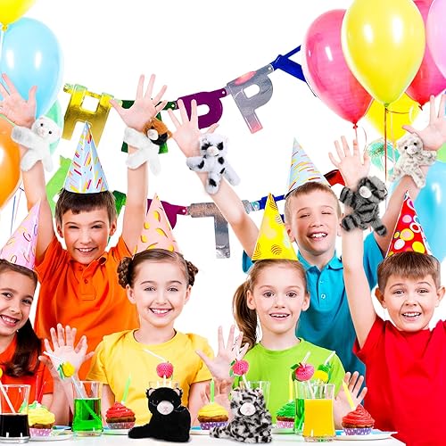 Miniatura 4 de Liliful Paquete de 8 pulseras de peluche para niños, diseño de animales de peluche, diseño de galentinos de San Valentín de 8 pulgadas, lindo