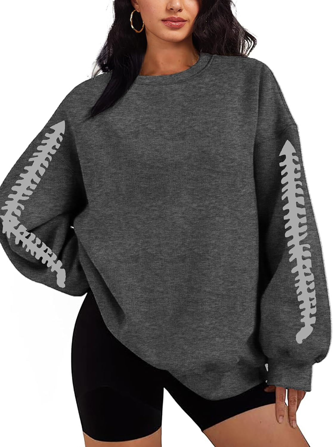 TSMNZMU Women Oversized Sweatshirts - Crewneck Long Sleeve Pullover Fleece Hoodie - Goth Grunge Punk Emo & Alt Style