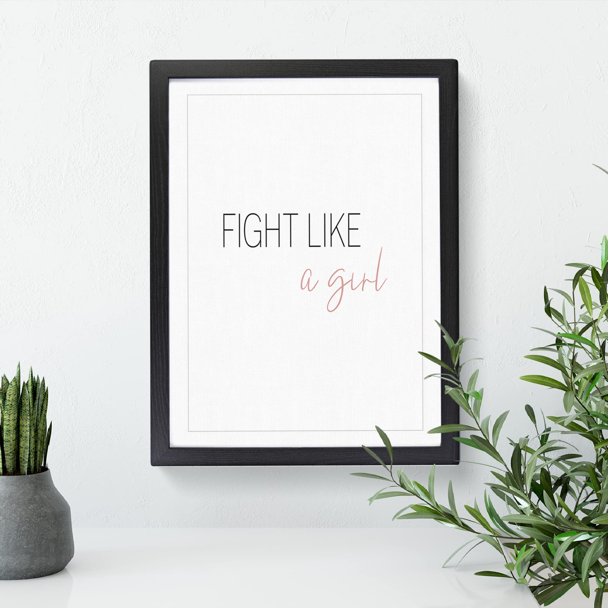 Fight Like A Girl Typography Quote Framed Wall Art Print, Ready to Hang Picture for Living Room Bedroom Home Office Décor - Image 3