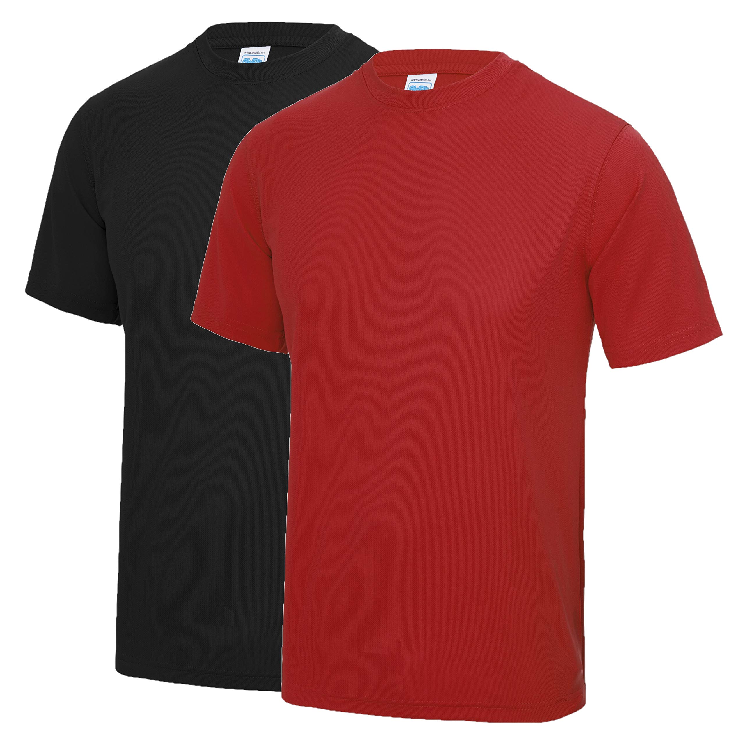 AWDis Just Cool JC001 Cool T 2 Pack - Jet Black/Fire Red - 3X-Large