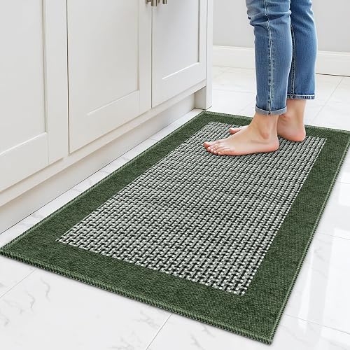 StepRite Kitchen Rug 32'x20' Non-Slip Machine-Washable (Green)