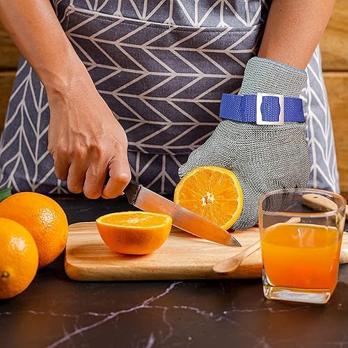 Miniatura 9 de TS 2.0 ANSI A9 - Guante resistente a los cortes de malla de acero inoxidable, guante de alambre de metal, duradero, a prueba de óxido, fiable para