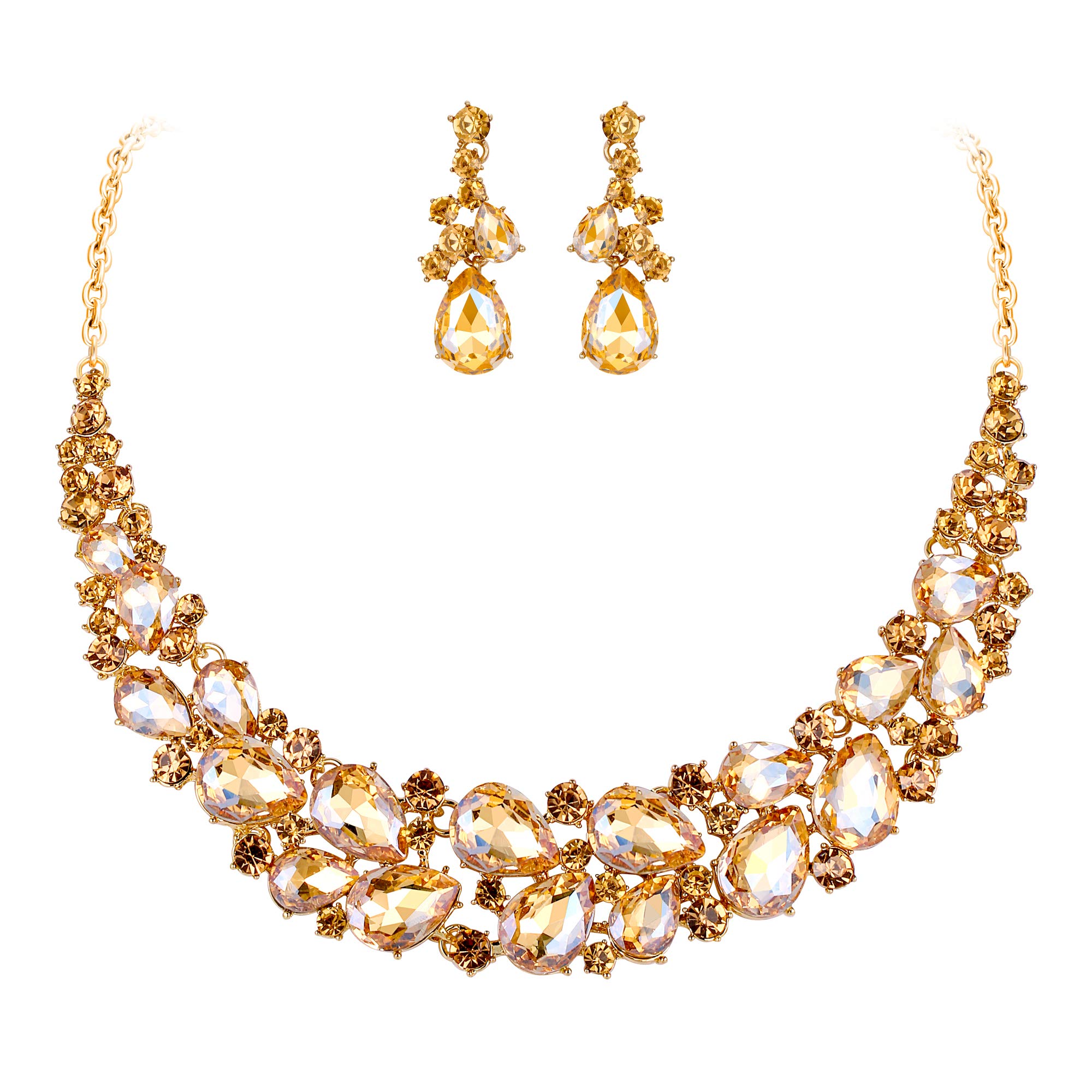 Clearine Juegos de Joyas de Mujer Cristal Lágrimas Collar y Pendientes para Novia Boda Fiesta