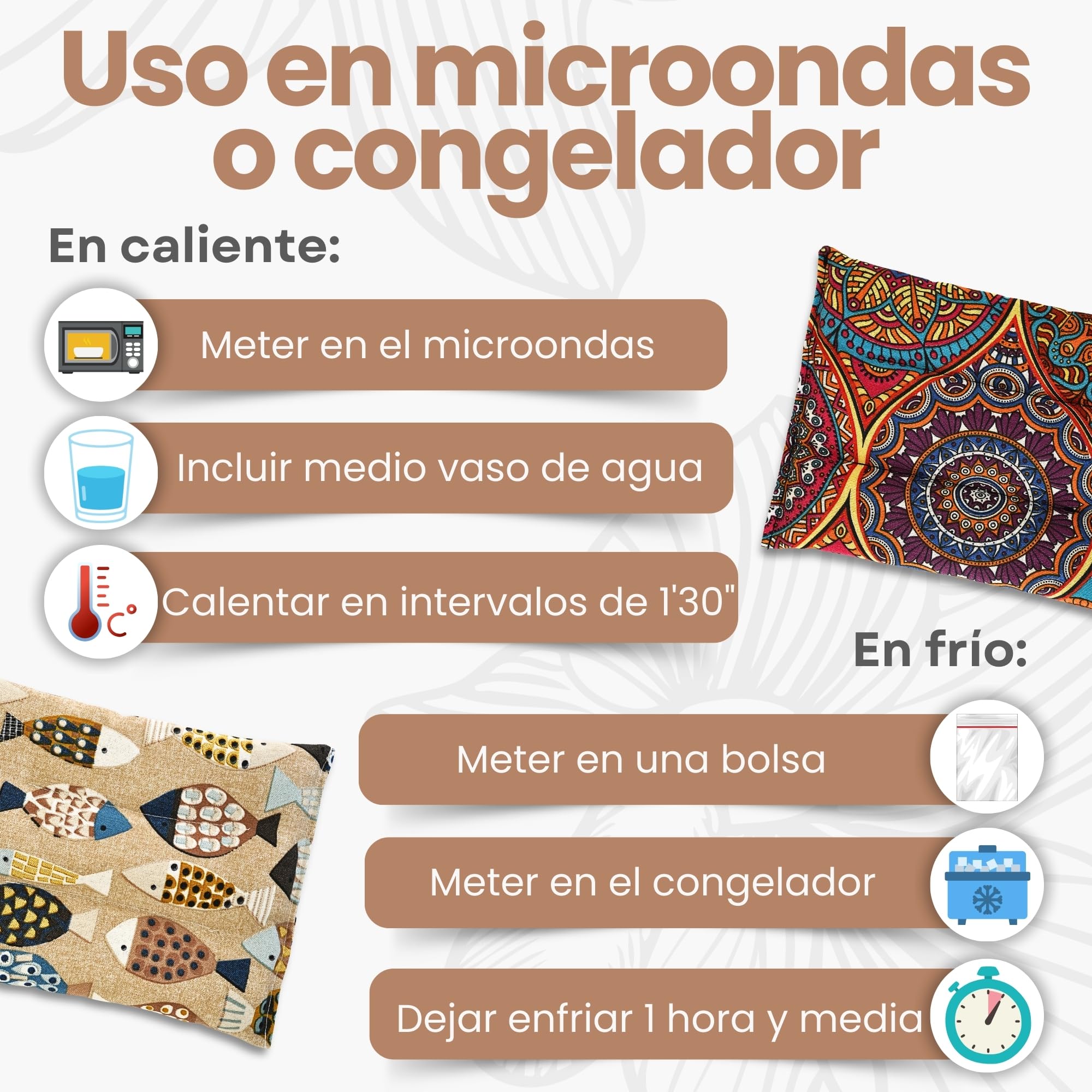 Saco Termico Semillas para Microondas | Bolsa Semillas Calor Microondas | Cojin de Semillas para Microondas | Sin Aroma | Relleno de Semillas de Mijo Ecológico | Fabricado en España 25x20cm