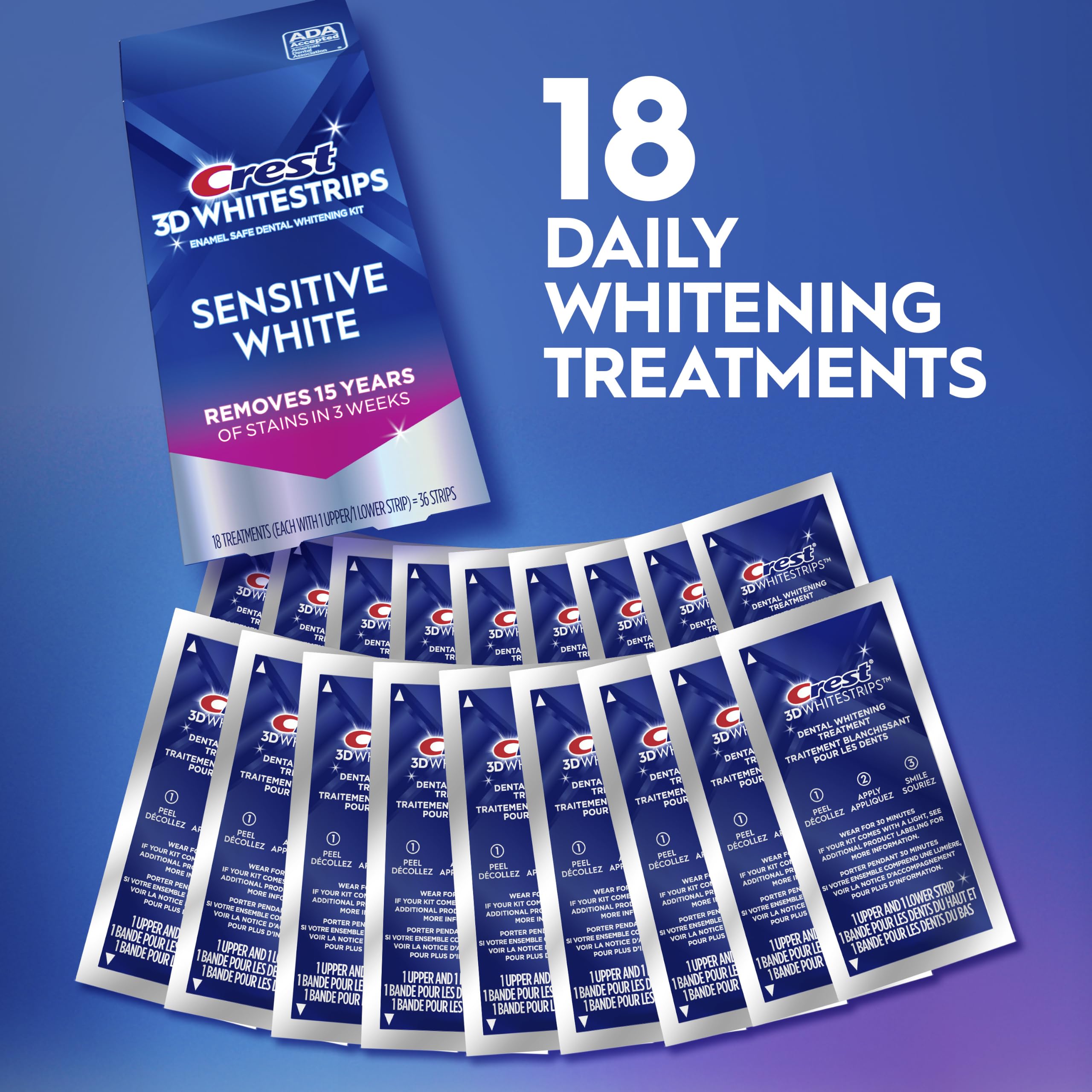 Crest 3DWhitestrips Sensitive White - Whiter Teeth -3