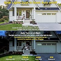 Vista 5 de Luz de movimiento alimentada por energía solar, luz de inundación LED para exteriores con detección de movimiento y sensor de atardecer a amanecer