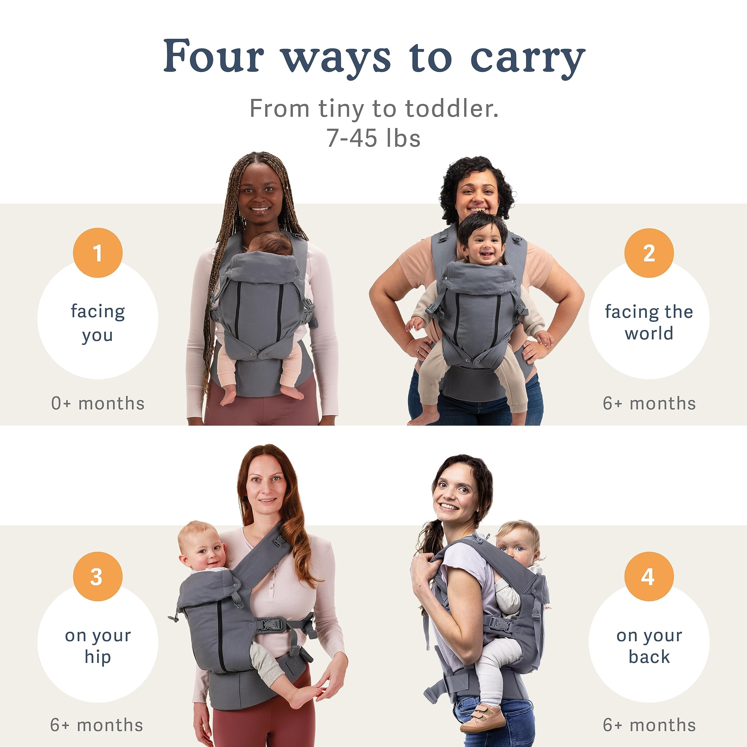 Beco 8 Babytrage Neugeborene ab Geburt bis Kleinkind - Cool Hybrid Baby Trage mit verstellbarem Sitz - Babytrage ab Geburt - Ergonomischer Baby Tragegurt & Baby Carrier - 3-20 kg (Dunkelgrau)