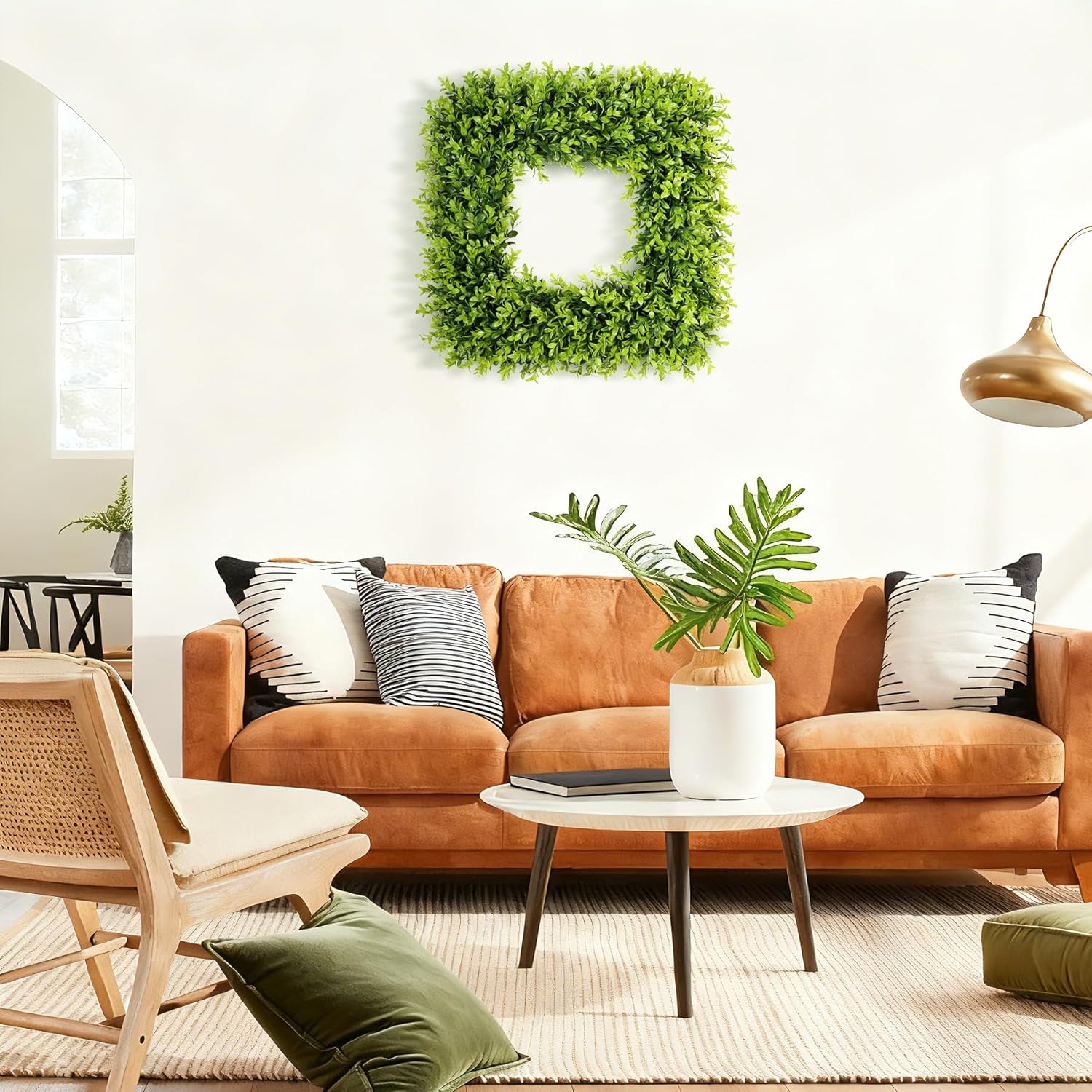 20 Inch Large Boxwood Wreath Spring Summer Artificial Green Wreaths for Front Door Farmhous Wedding Window Hanging Wall All Year Round Indoor & Outdoor St Patrick's Day Decor - Image 4