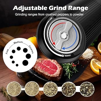 Professional Pepper Grinder Mill Manual - Aluminum Heavy Duty Pepper Mill, Aluminum Spice Grinder with Adjustable Coarseness and Stainless Steel Blade, High Output Black Spice Mill