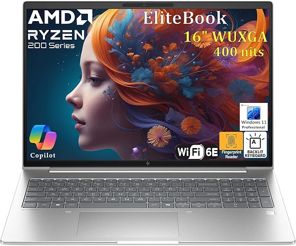 HP 2026 Newly Released EliteBook 16" Business Laptop Computer, Copilot AI, AMD Ryzen 5 (Beat i5-1345U), 16GB DDR5, 512GB PCIe SSD, FHD+, WiFi 6E, Backlit Keyboard, Fingerprint Reader, Windows 11 Pro