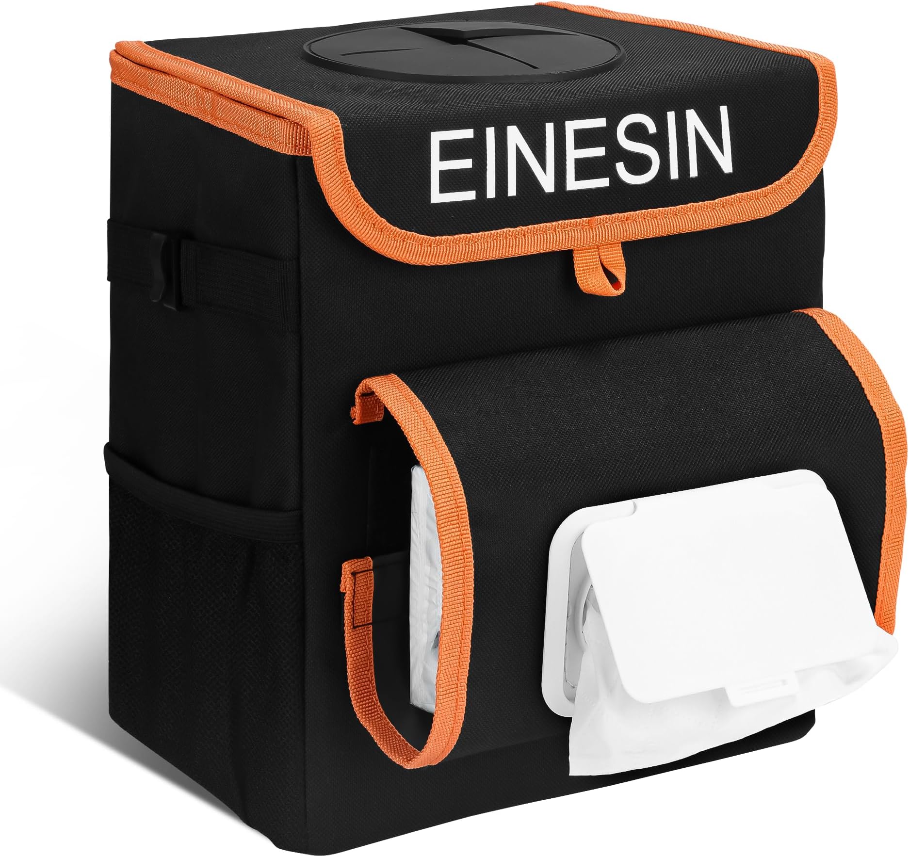 Einesin Car Trash Can with Tissue Holder - Leak-Proof Car Organizer and Storage Bag for The Back/Front/Console of Any Cars,Sedans, SUVs & Trucks Easy-to-Install Car Accessory Interior