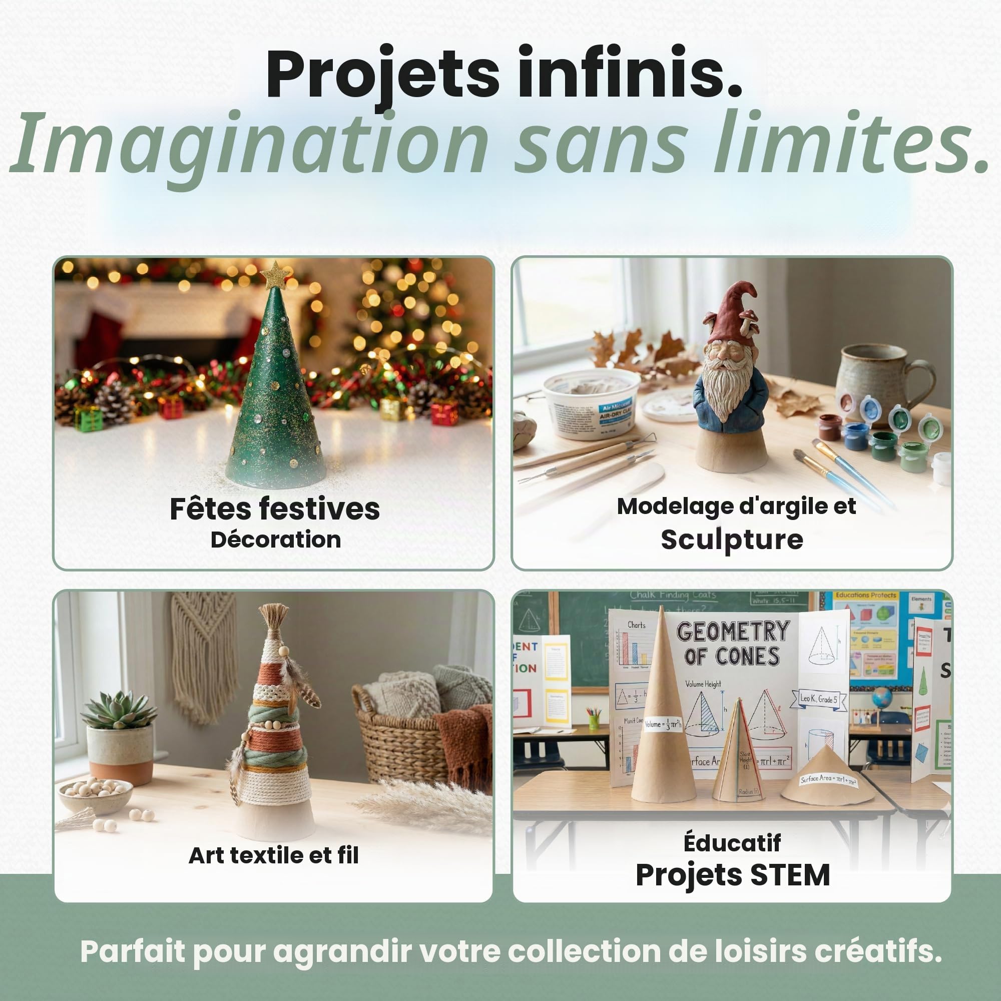 Creativ 26549 Lot de 50 cônes de 4 à 20 cm