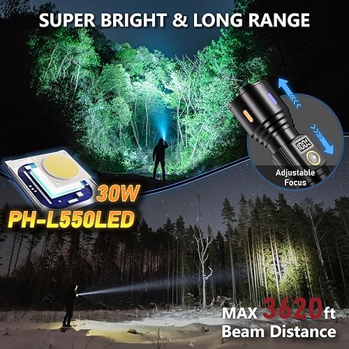 Miniatura 2 de Linternas recargables de alto lúmenes, 990,00LM LED súper brillante, linterna táctica de mano, luces de flash ajustables de alta potencia, potentes