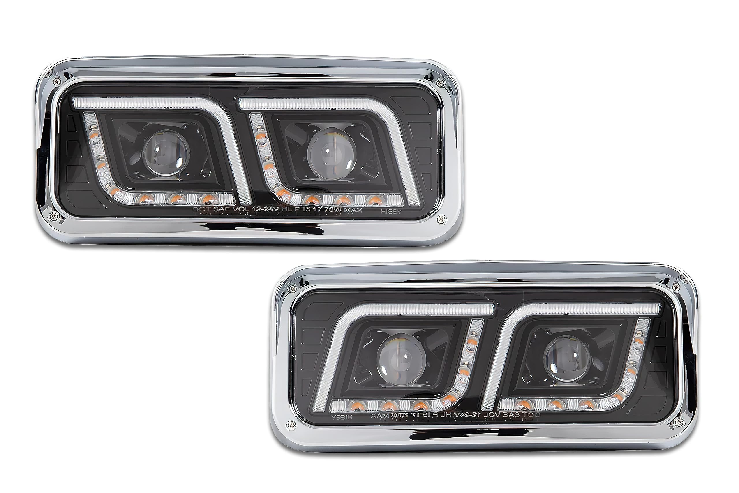 Amazon.com: KOZAK LED DRL DUAL Black Projector Headlights Set Pair