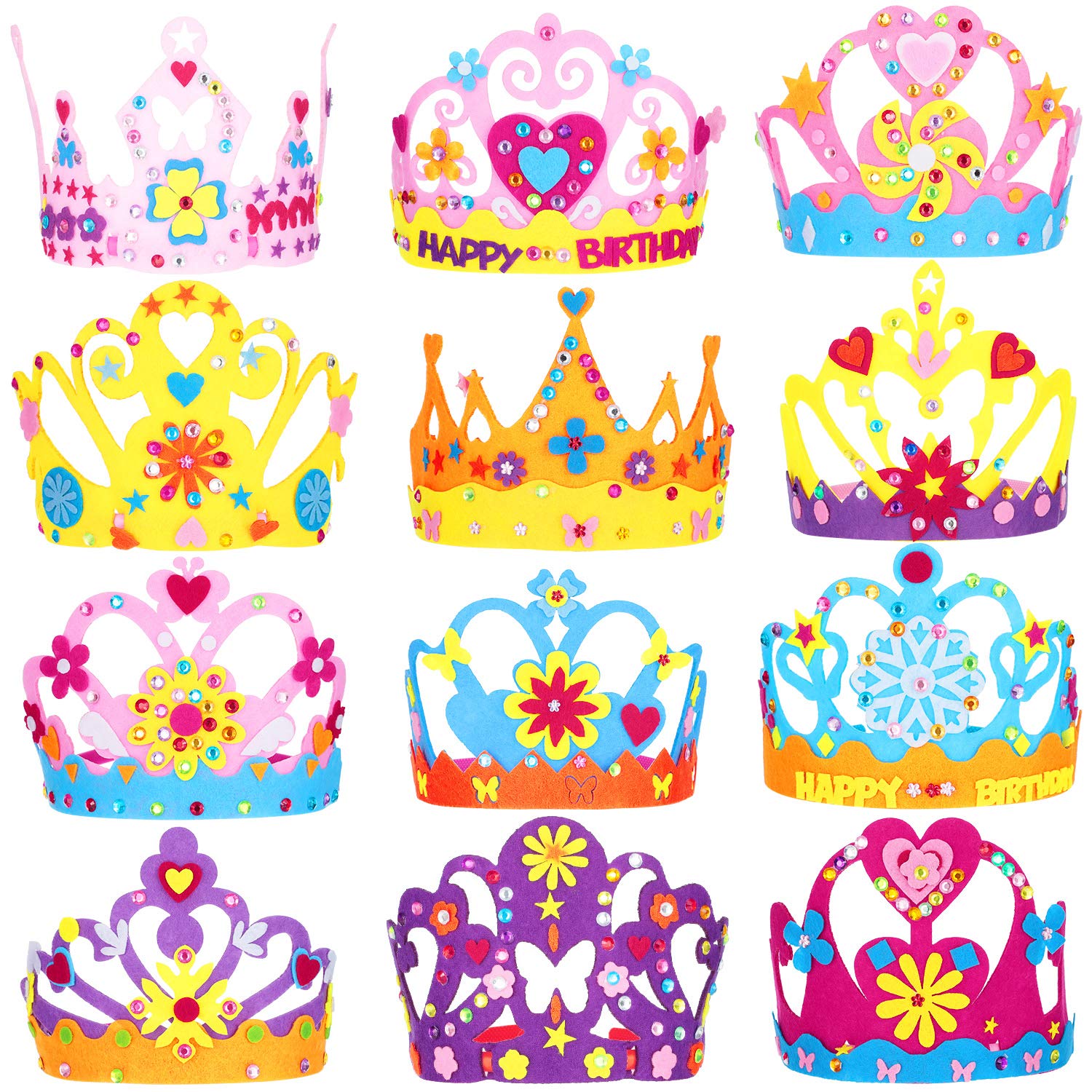 Buy WILLBOND 12 Pieces Foam Princess Tiaras Craft Kit Girl King Crowns