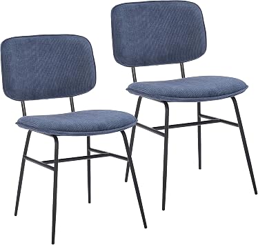 Porthos Home Efia Set of 2 Dining Chairs with Smooth Velvet Upholstery and Sleek Steel Frames, Armless Design is Suitable for Small Dining Rooms and Kitchens