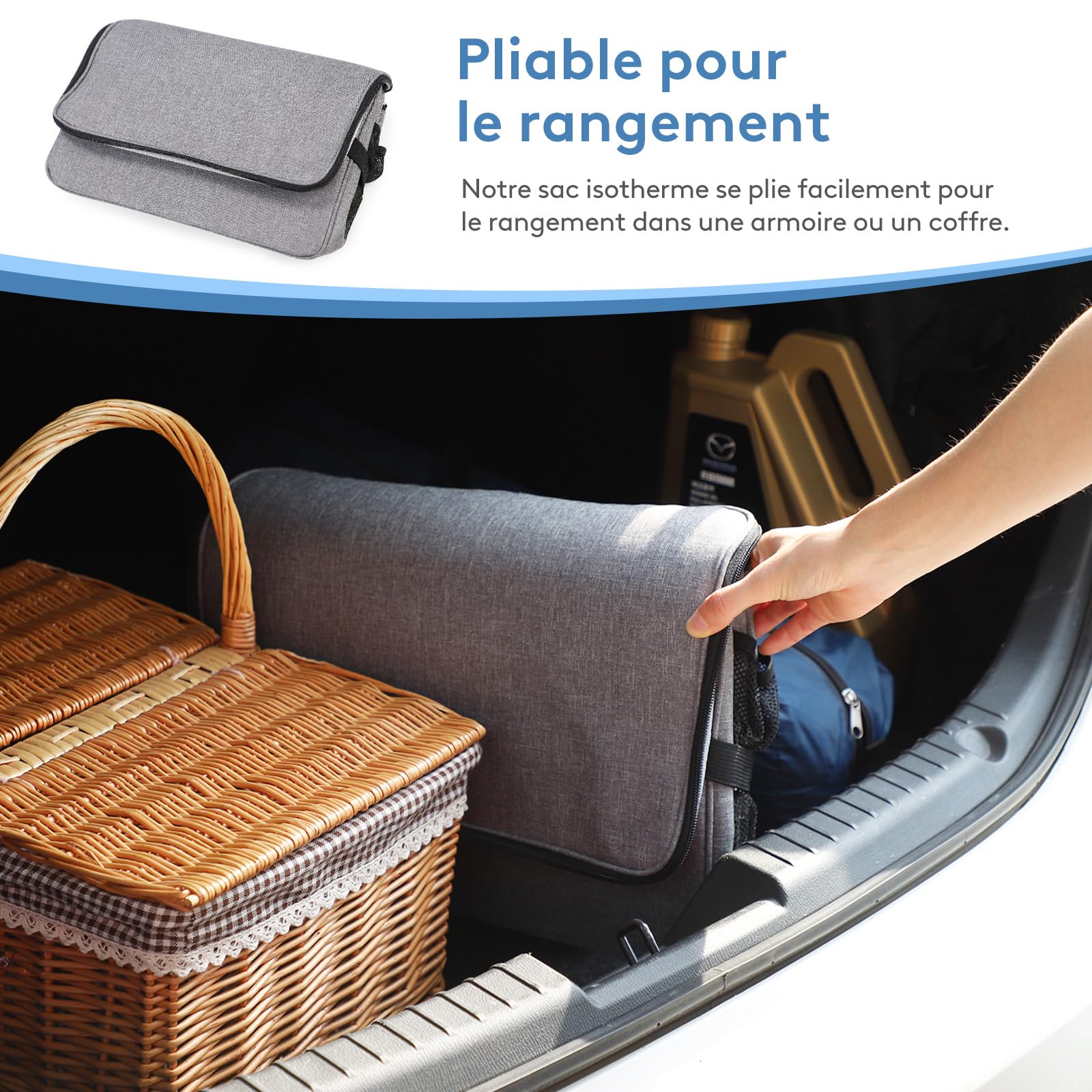 Lifewit Sac Isotherme 30L, Grand Format Glaciere Souple Isothermes, Portable Sacs Isotherm Courses Surgelés pour Voyage, Pique Nique, Camping, Plage, Gris
