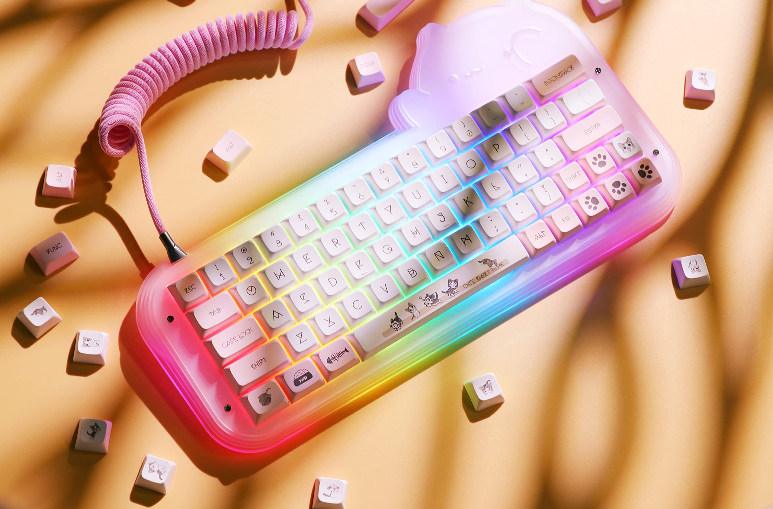 Amazon.com: EPOMAKER Mini Cat 64 60% Hot Swappable Acrylic RGB