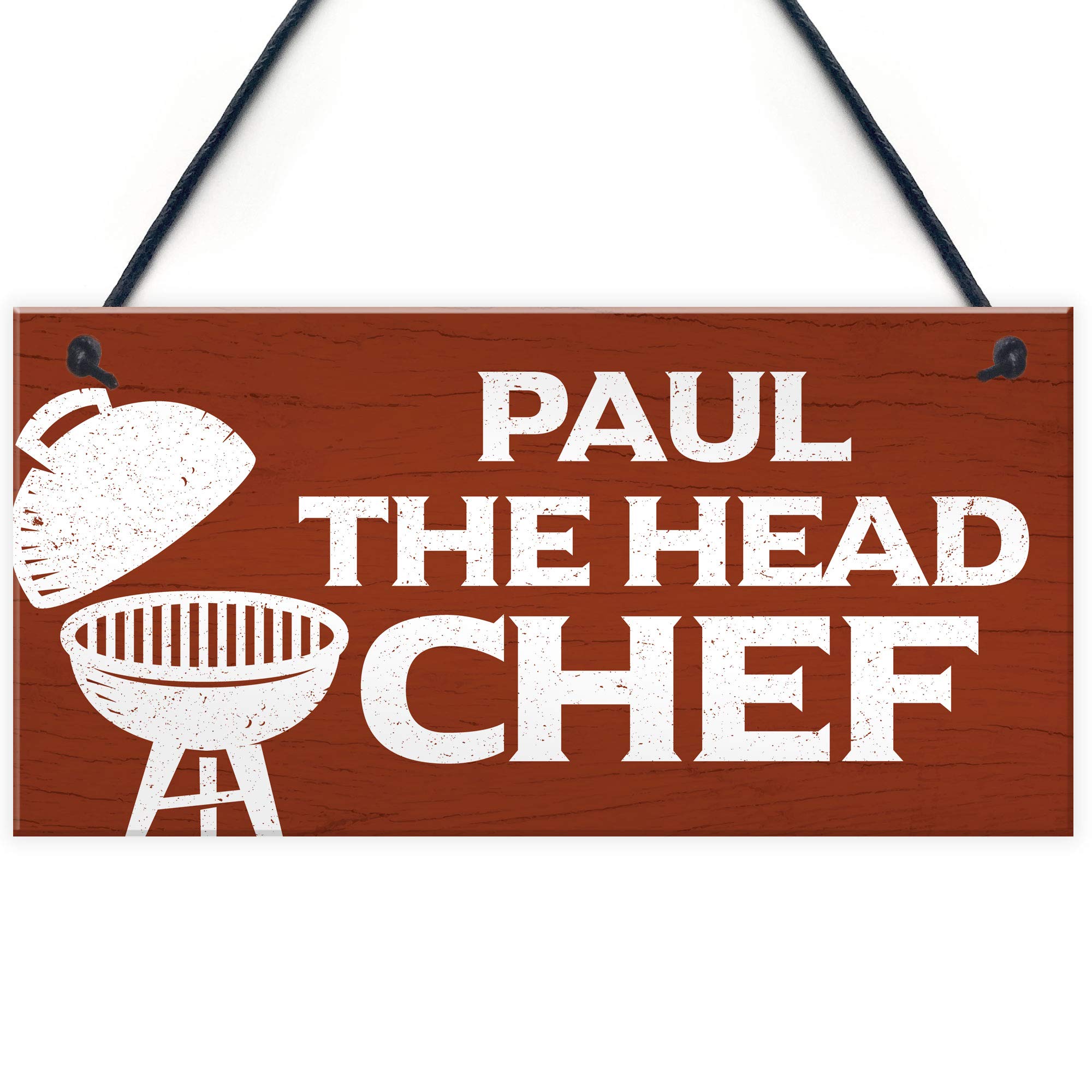 Red Ocean Personalised Head Chef BBQ Barbecue Sign Novelty Garden Plaque Wall Decor Birthday Gifts For Him