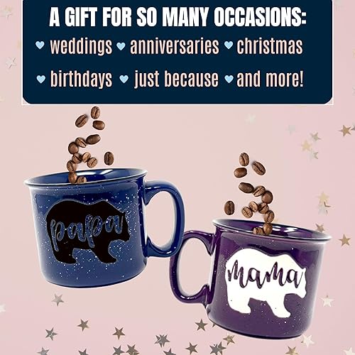 Miniatura 7 de Mama Bear & Papa Bear Coffee Mug Set - Cute Coffee Cup Gift Set for Men and Women - Unique Fun Gifts for Him, Her, Couples, Parents, Grandparents