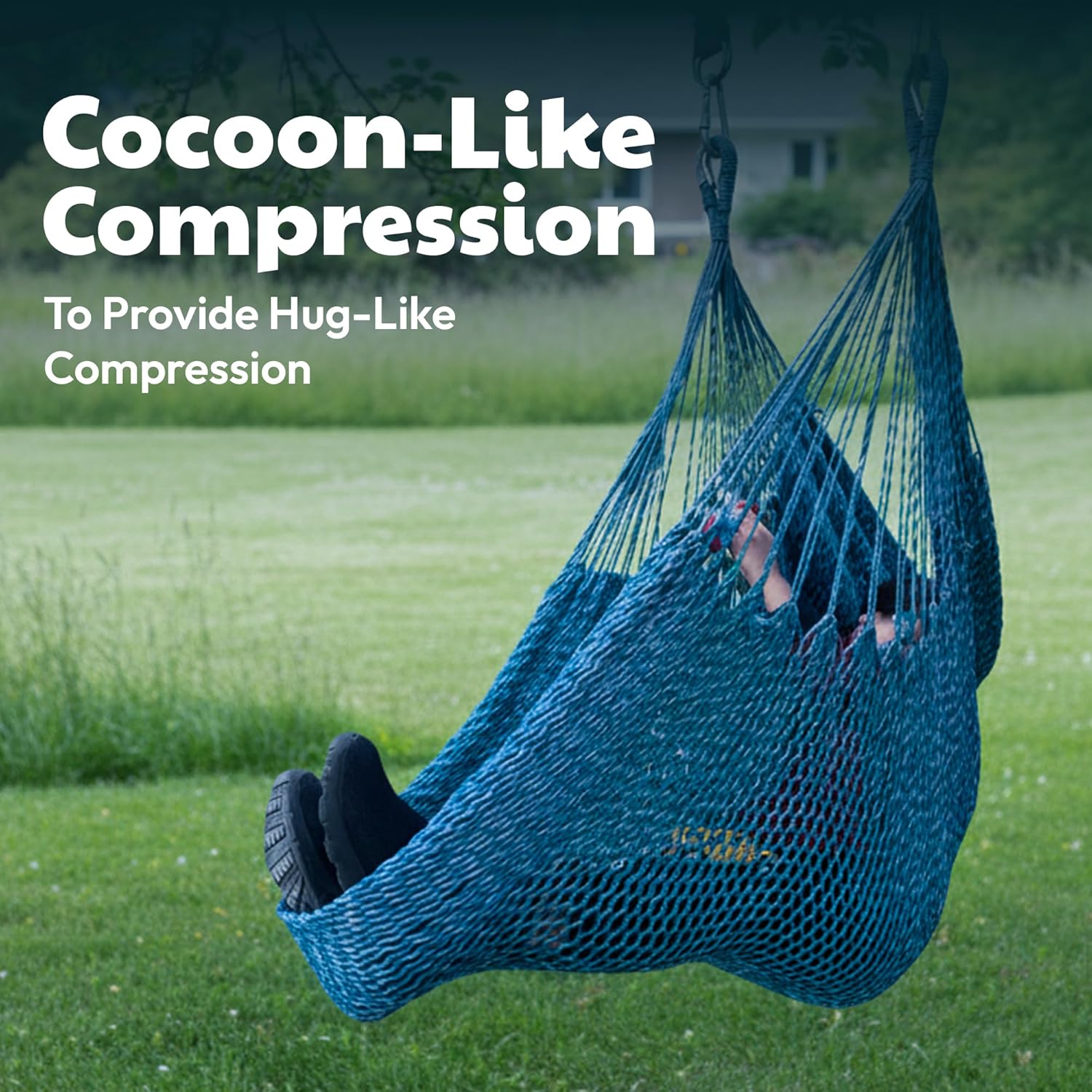 Abby & Noah Hand Woven Sensory Swing for Kids & Adults | Holds up to 600lbs | ADHD Indoor & Outdoor Swing | Ceiling Hanging Sensory Hammock for Therapy | Autism Sensory Products (Large - 80"x60") - Image 4