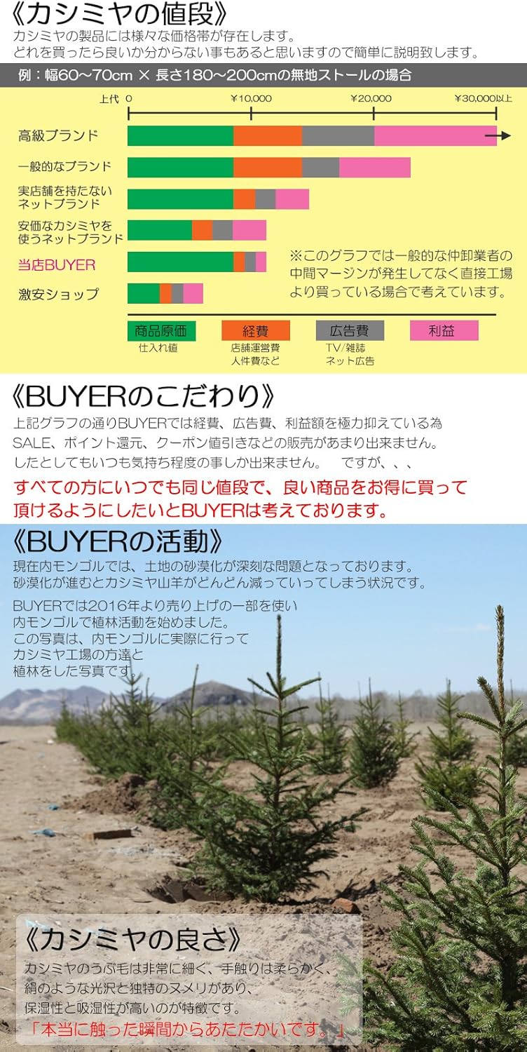 BUYER Ladies' Men's 100% Cashmere Large Size Scarf